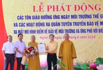 Nghệ An: Ra mắt mô hình điểm “Tôn giáo bảo vệ môi trường và ứng phó với biến đổi khí hậu”