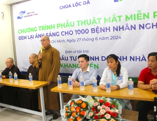 Chùa Lộc Dã thực hiện chương trình phẫu thuật mắt cho 1.000 bệnh nhân nghèo 