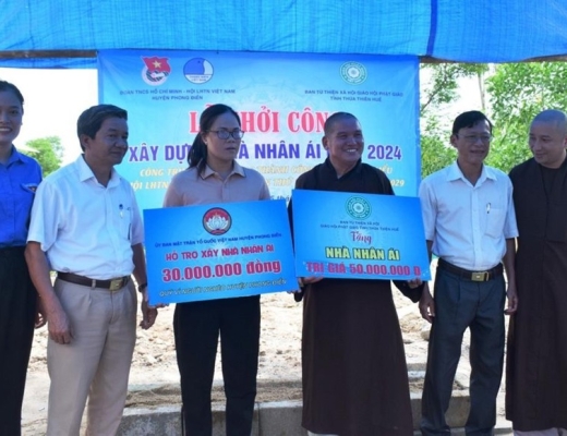 Ban Từ thiện Xã hội GHPGVN tỉnh Thừa Thiên Huế phối hợp khởi công xây dựng Nhà Nhân ái tặng hộ nghèo