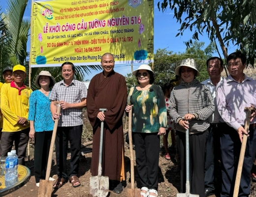 Hội Từ thiện chùa Tường Nguyên khởi công 4 công trình cầu bê-tông nông thôn